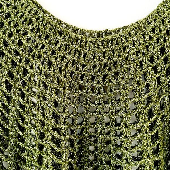 Vintage Green Open Weave Crochet Top M Handmade Boho Fairy Whimsigoth Goblin - Picture 4 of 7